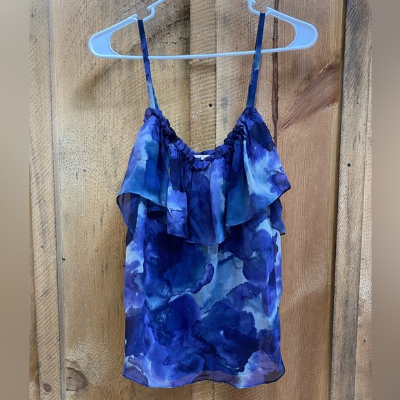Rebecca Taylor Tops - Rebecca Taylor Tank Top Blouse Size 2 100% Silk Sheer Layered Ruffle Strappy